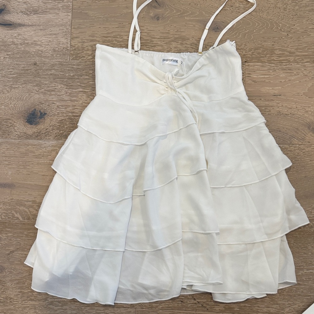 Beginning Boutique Cream Layered Kids Dress